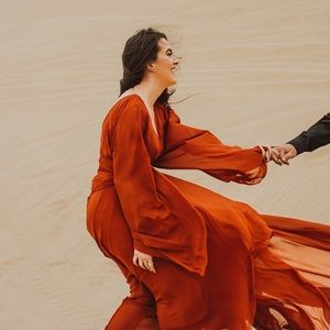 Burnt Orange custom extended train dress